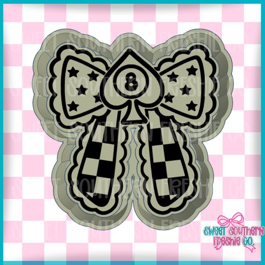 Checkered 8 Ball Spade Bow