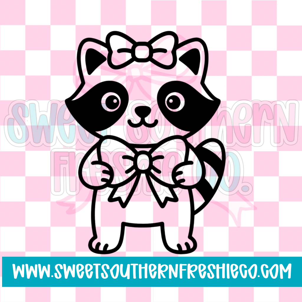 Raccoon with bow