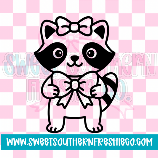 Raccoon with bow