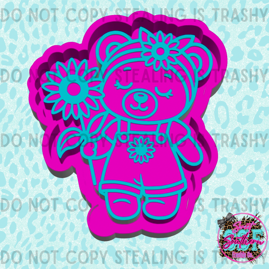 Cute bear with flower