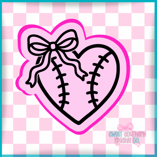 Softball Heart with bow