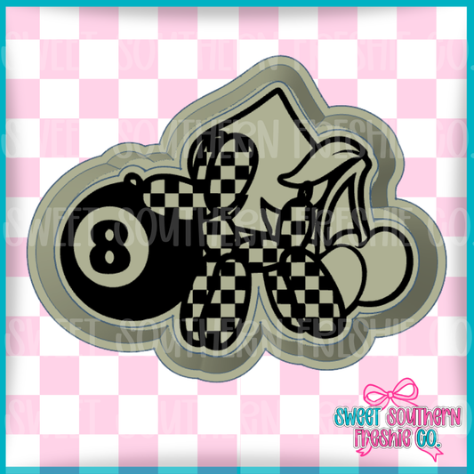 Checkered Balloon Dog Spade Cherry 8 ball