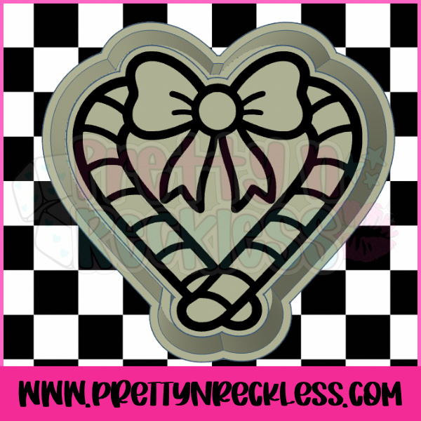 Candy Cane Heart With Bow
